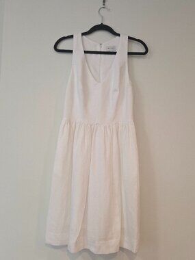 White Milly Dress NWOT | Linen Blend, Pockets, Boned Bodice, Made in USA Size 6